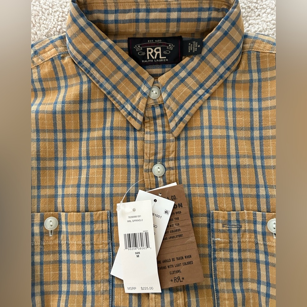 RRL Yellow Multi Shirt Sz M - Picture 7 of 7